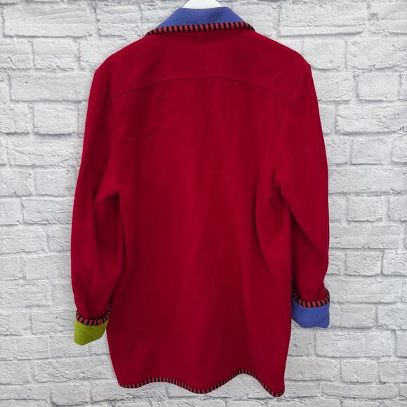 Vintage Canvasbacks Lutton Horsfield Wool Jacket Size L Red Purple Wearable Art - Picture 5 of 5